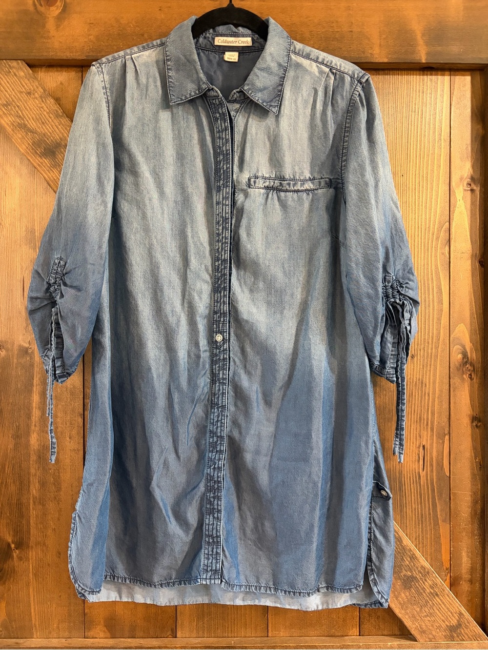 Coldwater Creek Chambray Button-Front Shirt - Blue